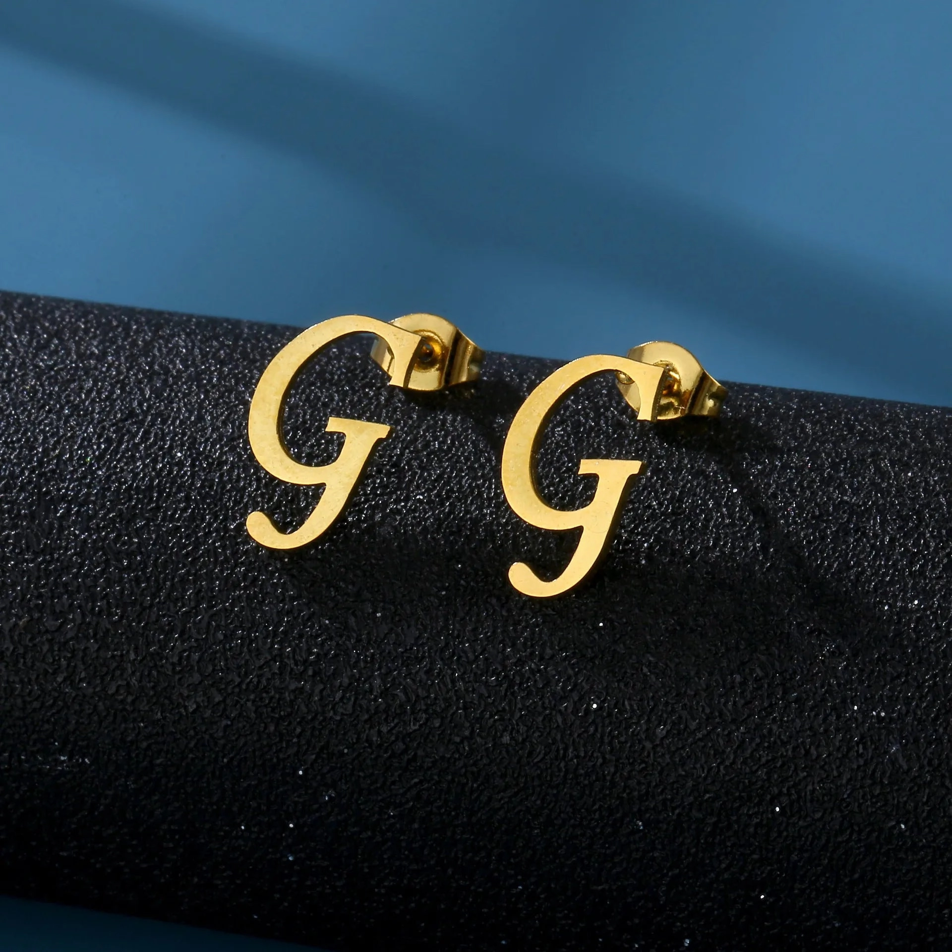 Charm Stainless Steel Initial Letter Stud Earrings for Women