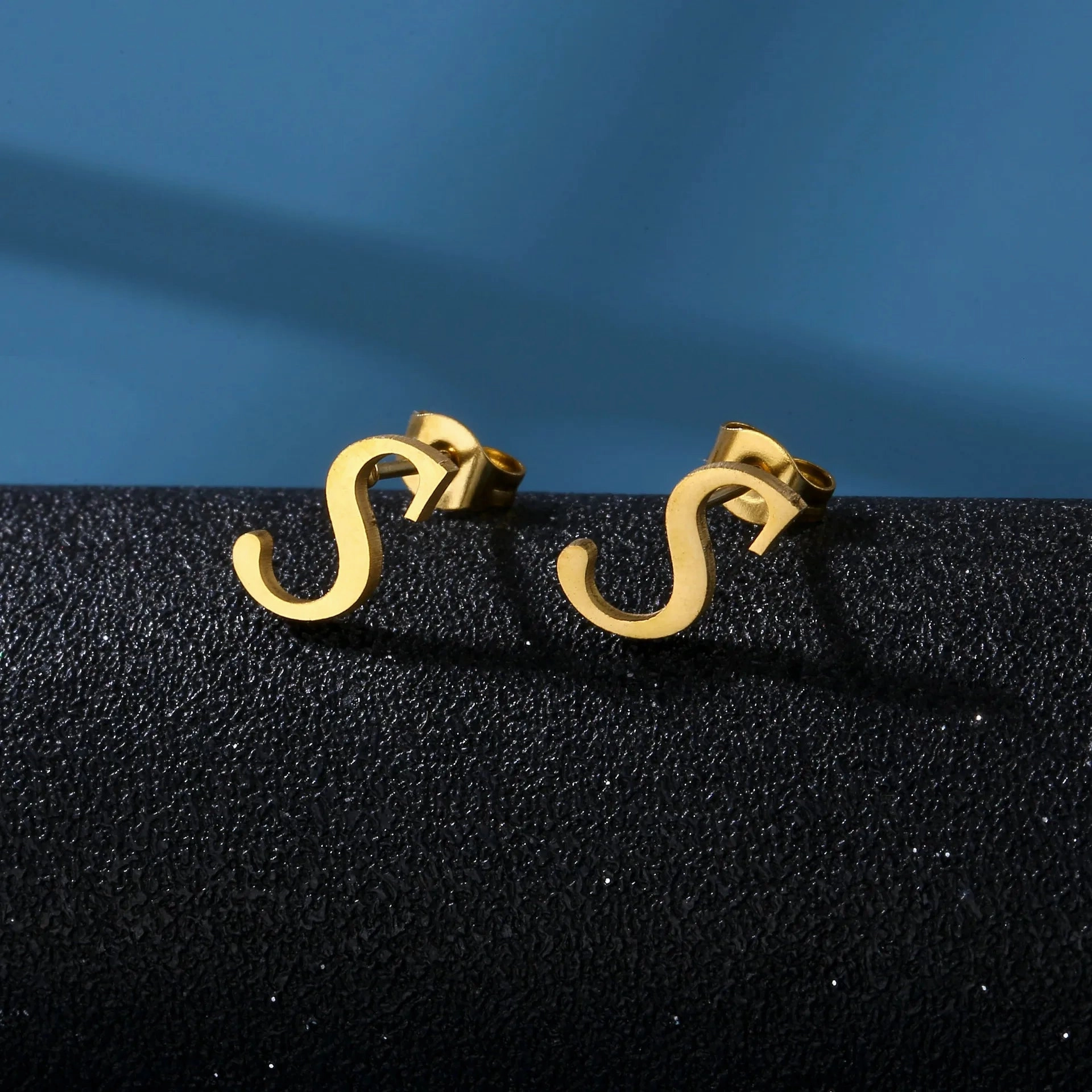 Charm Stainless Steel Initial Letter Stud Earrings for Women