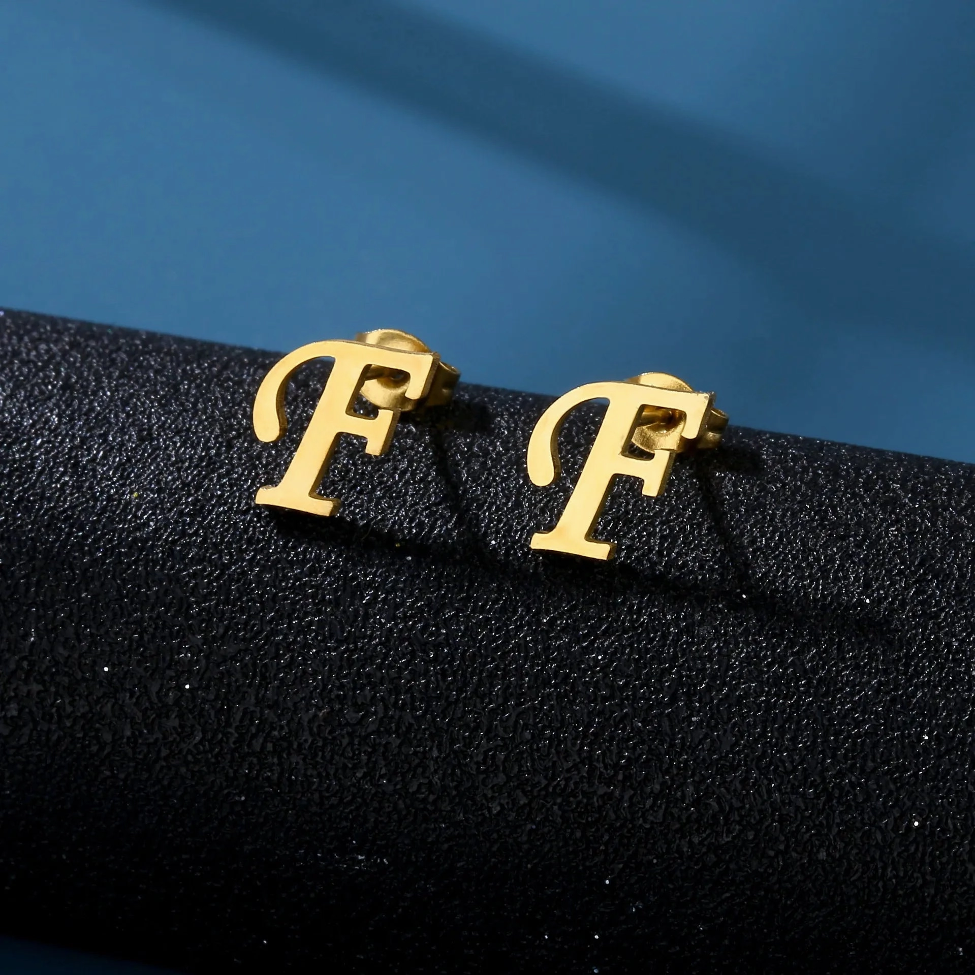 Charm Stainless Steel Initial Letter Stud Earrings for Women