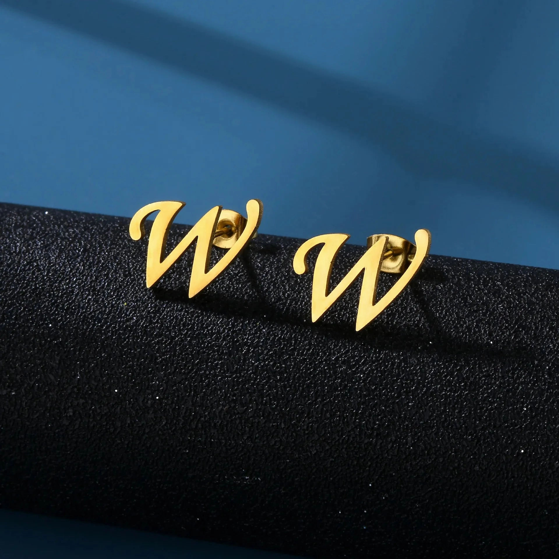 Charm Stainless Steel Initial Letter Stud Earrings for Women
