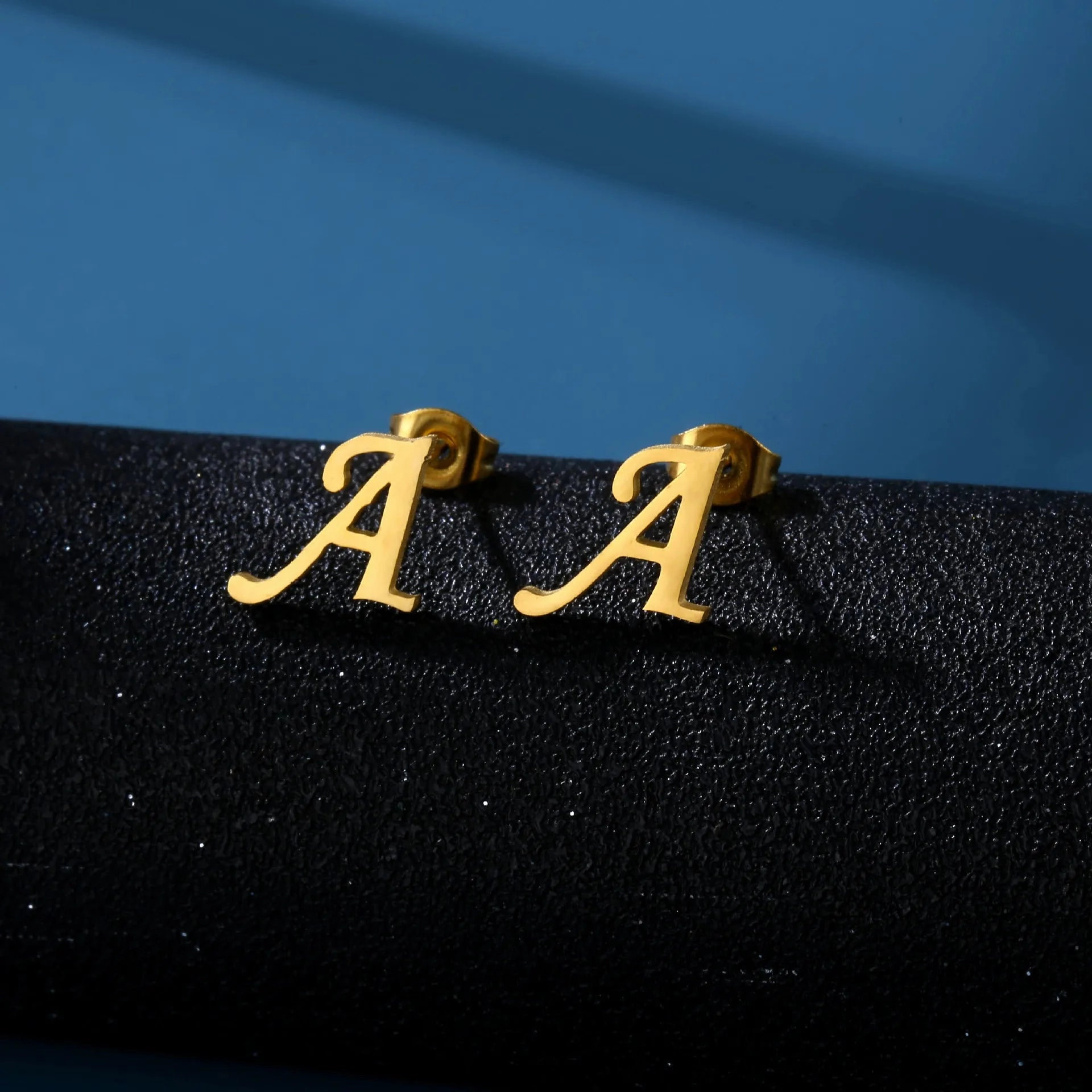Charm Stainless Steel Initial Letter Stud Earrings for Women