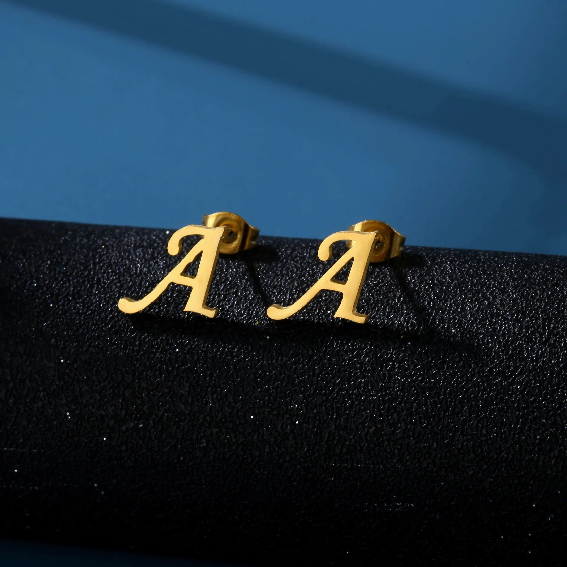 Charm Stainless Steel Initial Letter Stud Earrings for Women