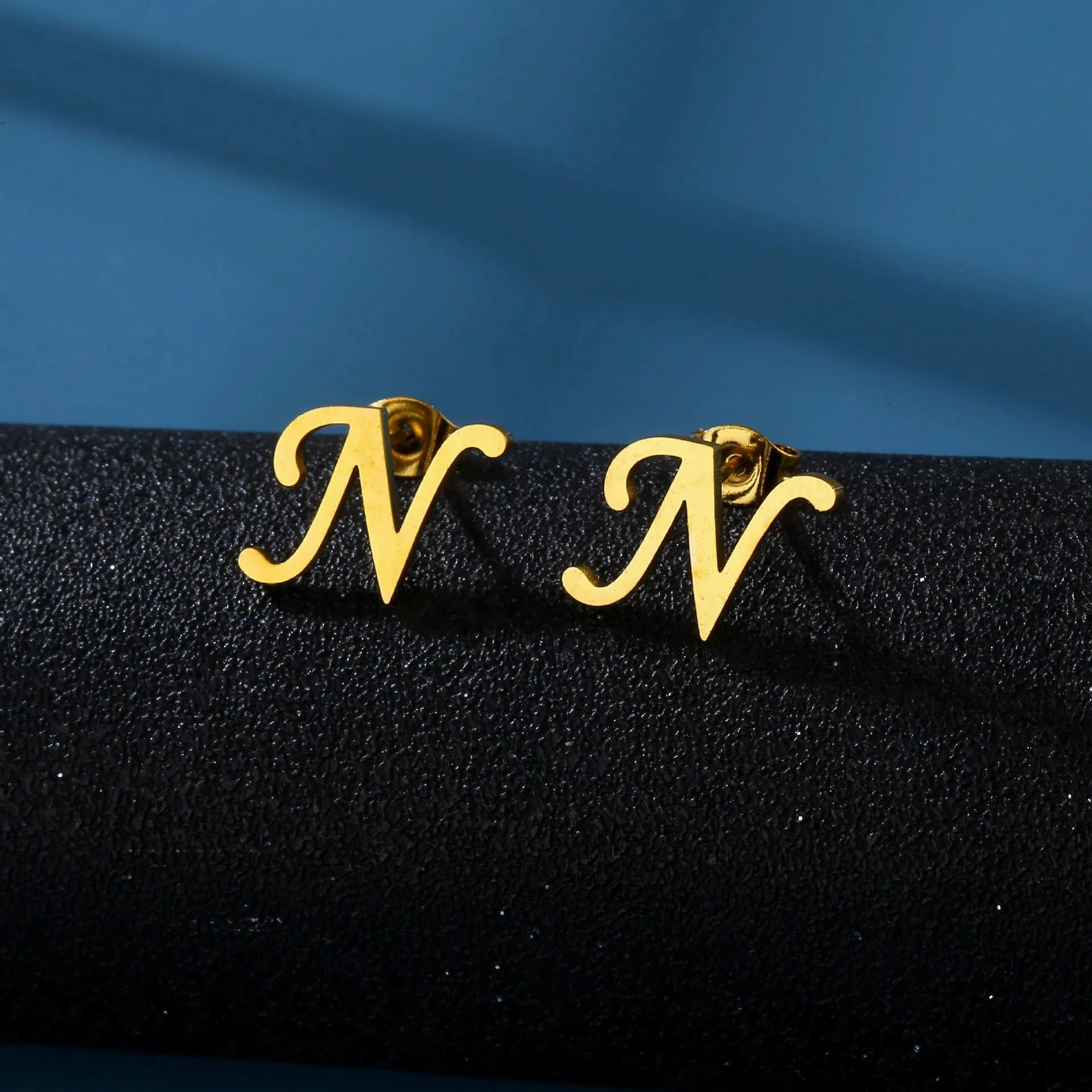 Charm Stainless Steel Initial Letter Stud Earrings for Women