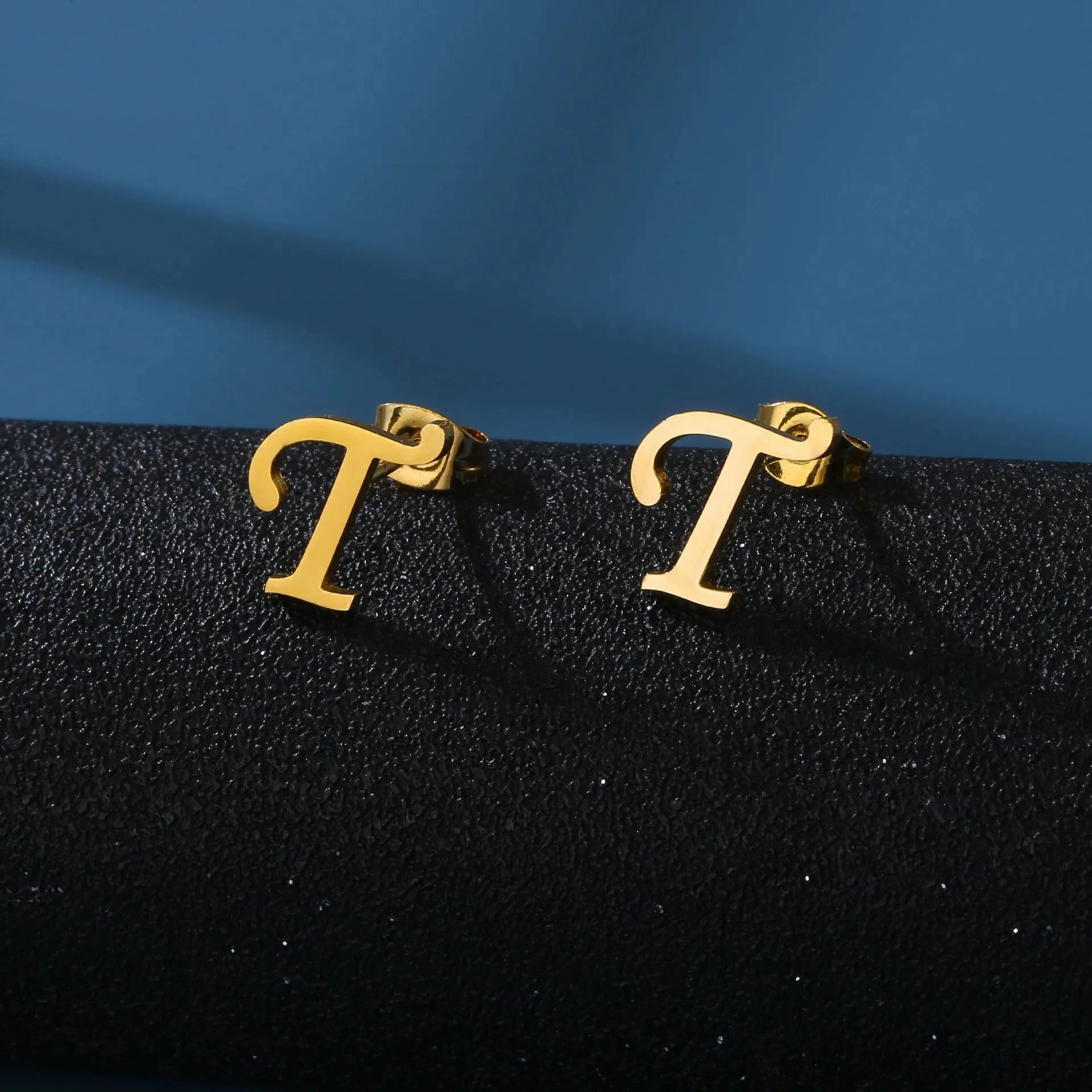 Charm Stainless Steel Initial Letter Stud Earrings for Women