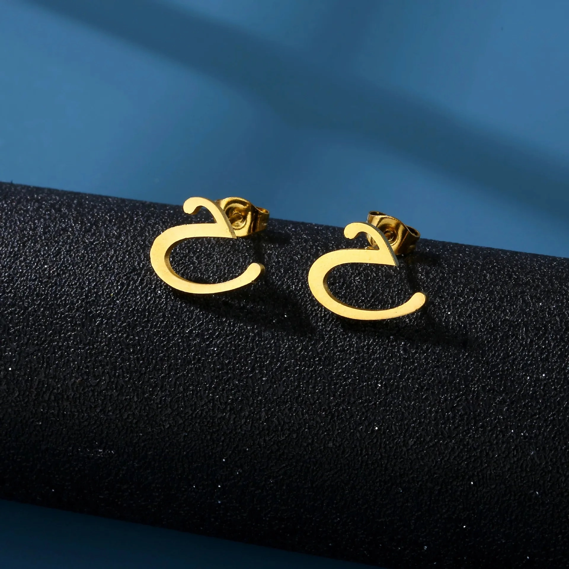 Charm Stainless Steel Initial Letter Stud Earrings for Women