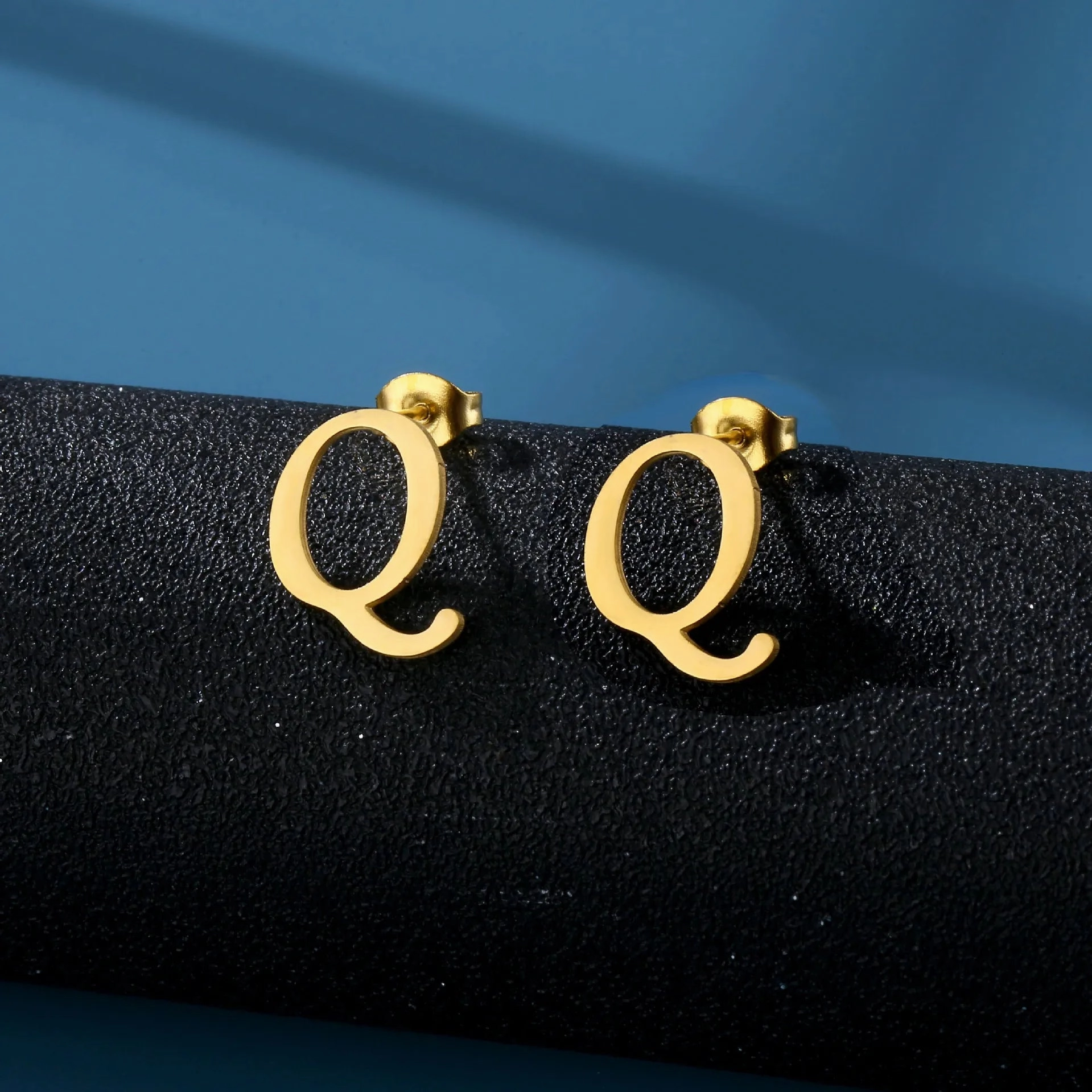 Charm Stainless Steel Initial Letter Stud Earrings for Women