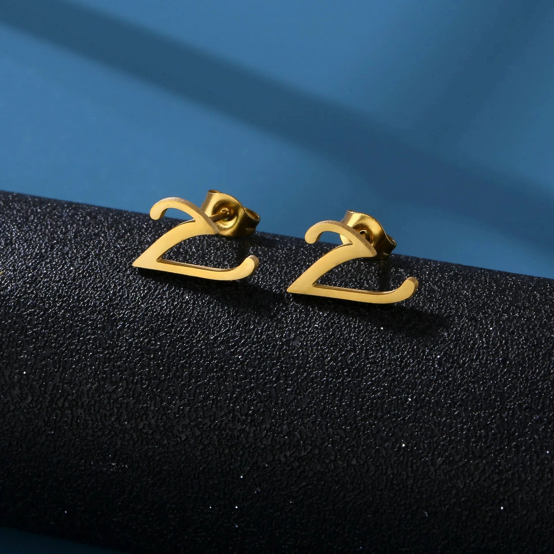 Charm Stainless Steel Initial Letter Stud Earrings for Women