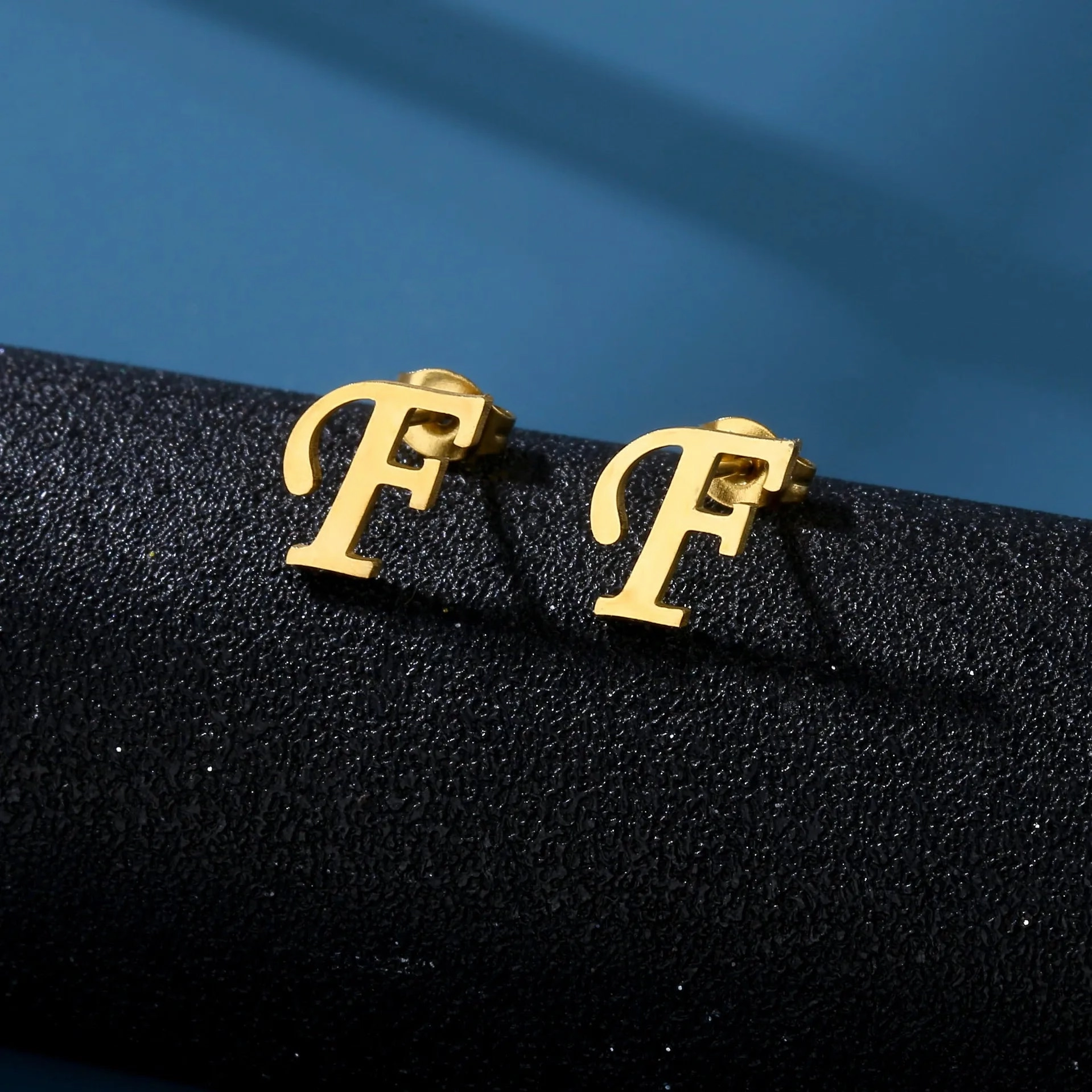 Charm Stainless Steel Initial Letter Stud Earrings for Women