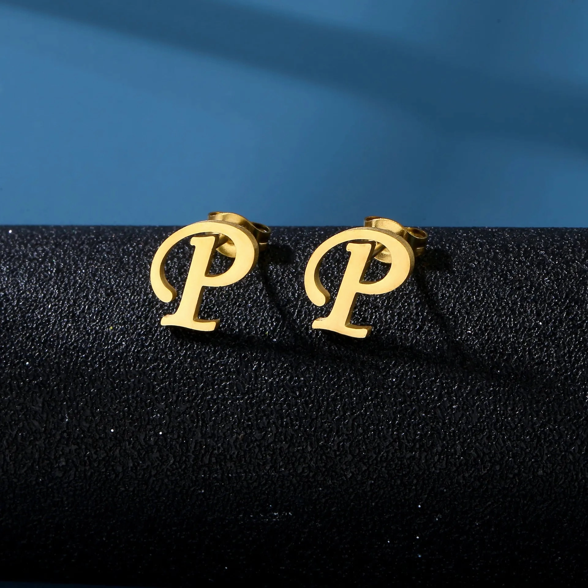 Charm Stainless Steel Initial Letter Stud Earrings for Women