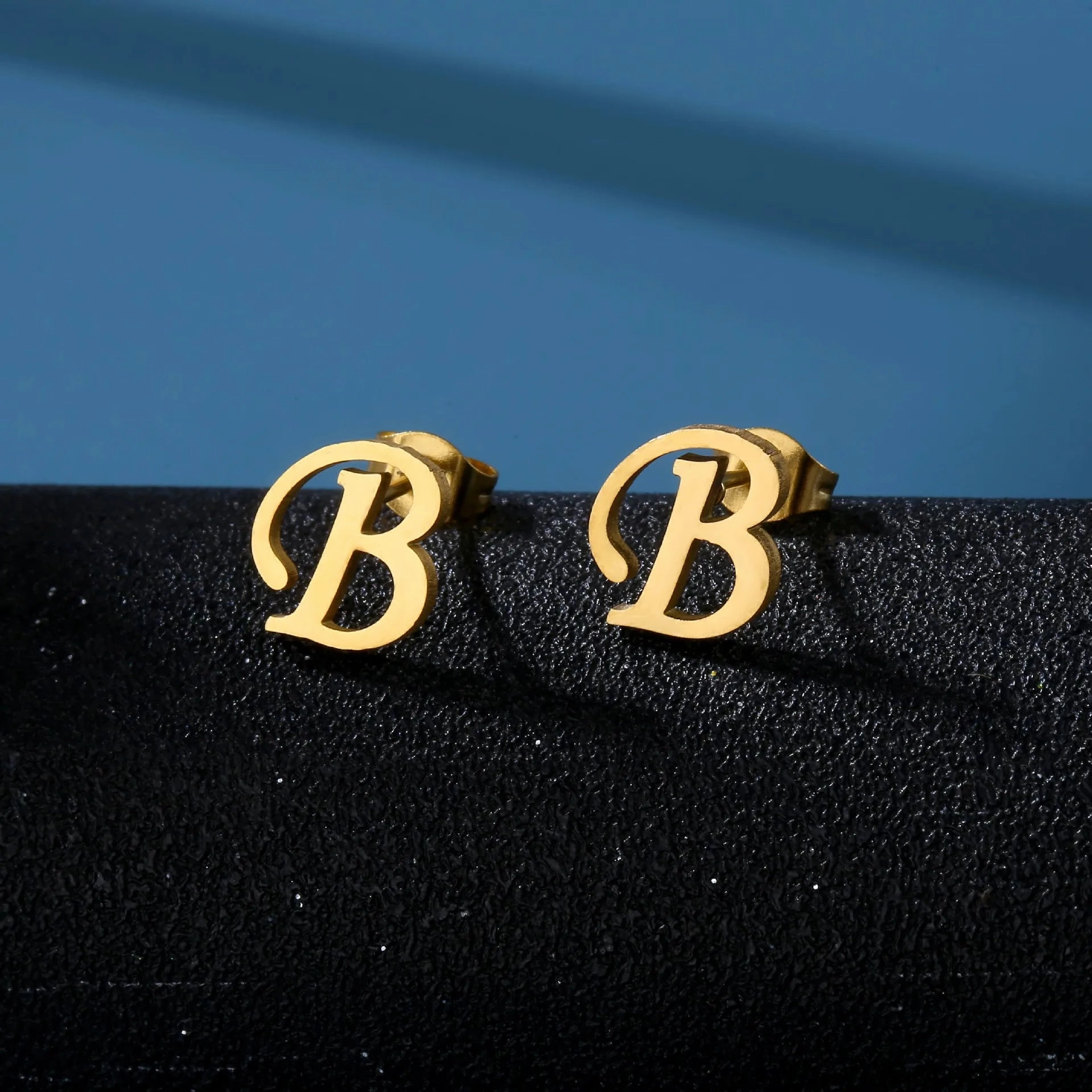 Charm Stainless Steel Initial Letter Stud Earrings for Women