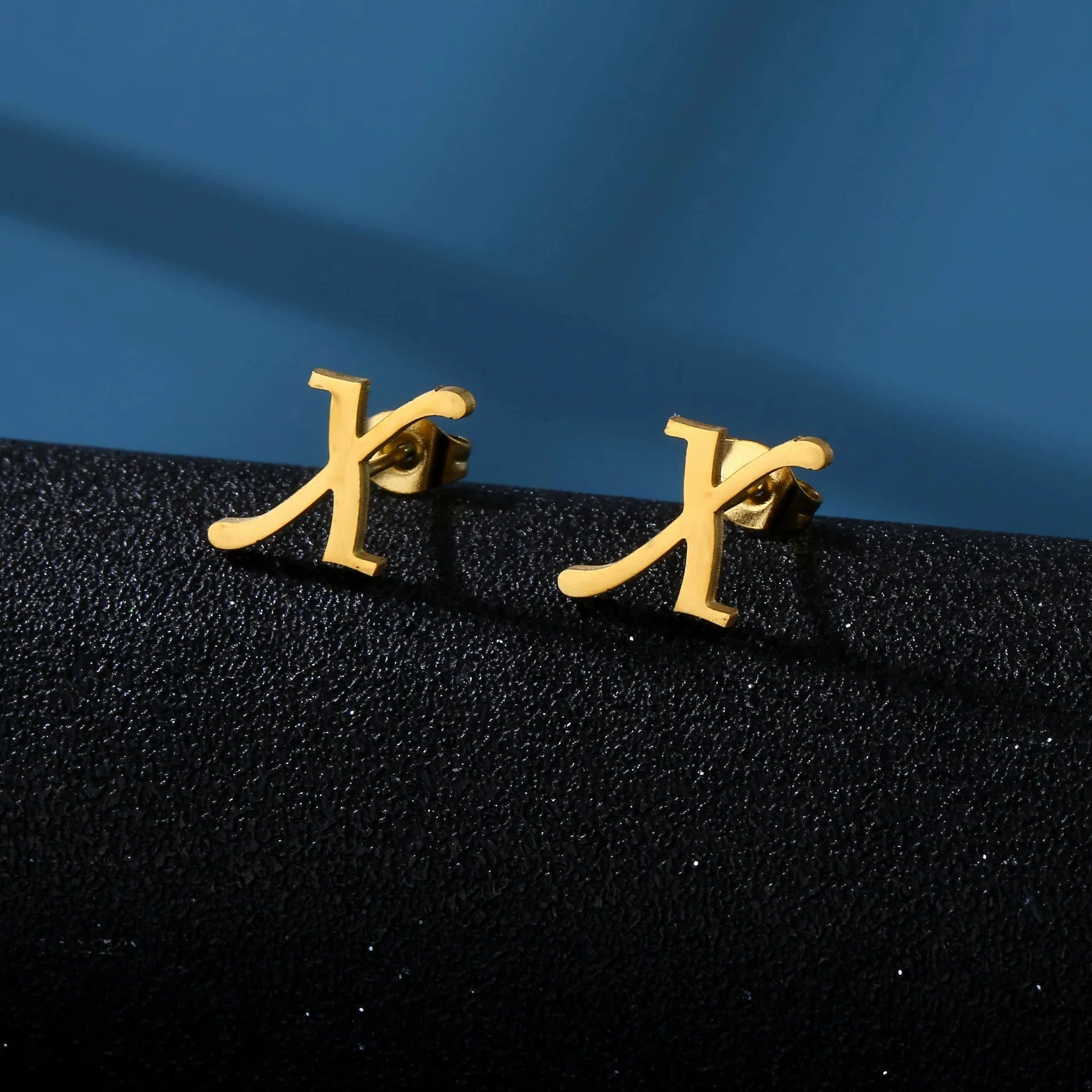 Charm Stainless Steel Initial Letter Stud Earrings for Women