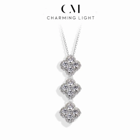 Charming Sparkling Moissanite Diamond Necklace 925 Silver Pendant Jewelry for Women