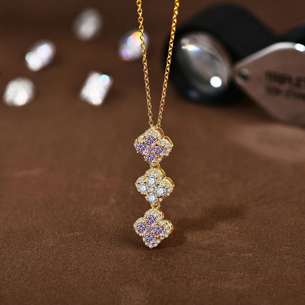 Charming Sparkling Moissanite Diamond Necklace 925 Silver Pendant Jewelry for Women