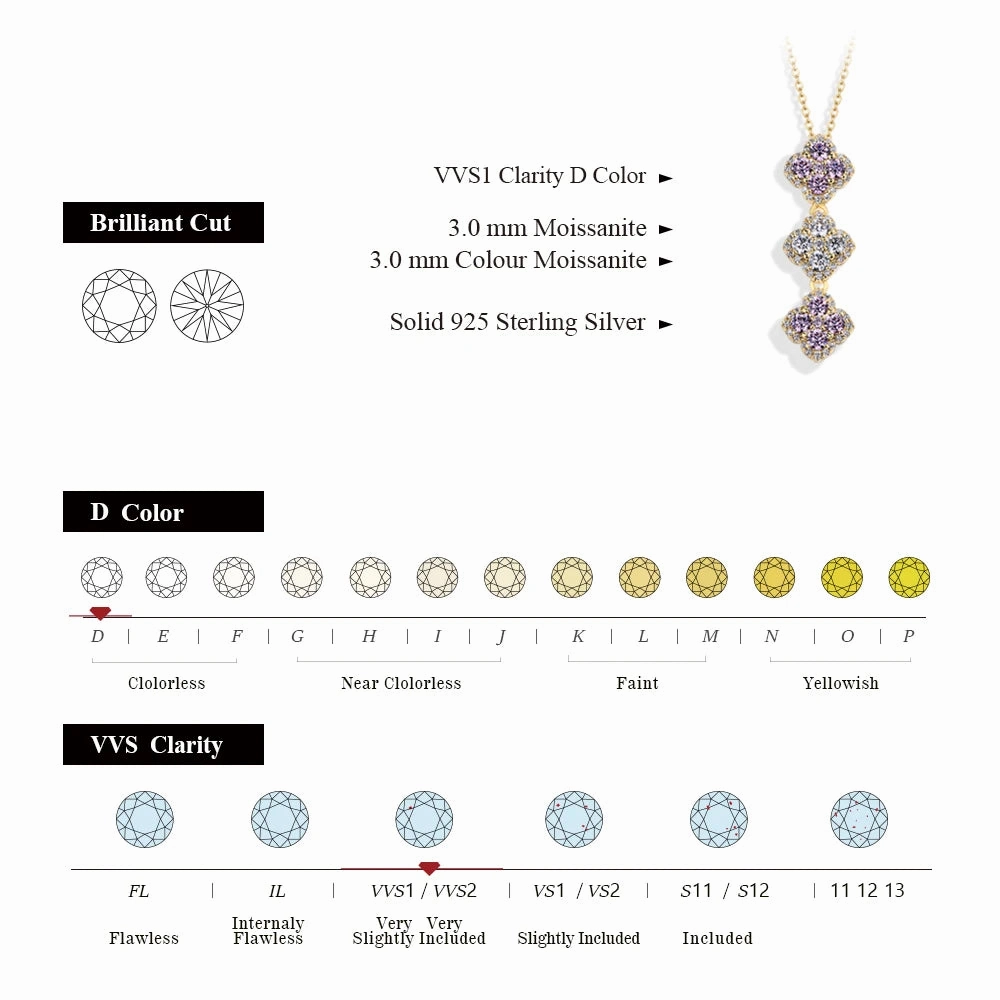Charming Sparkling Moissanite Diamond Necklace 925 Silver Pendant Jewelry for Women