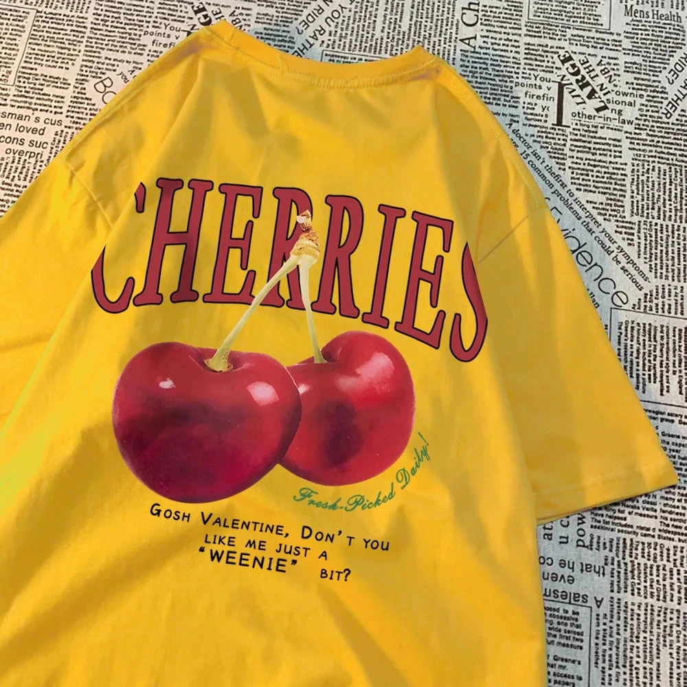 Cherries Cosh Valentine Funny T Shirts Women Summer Casual Tee