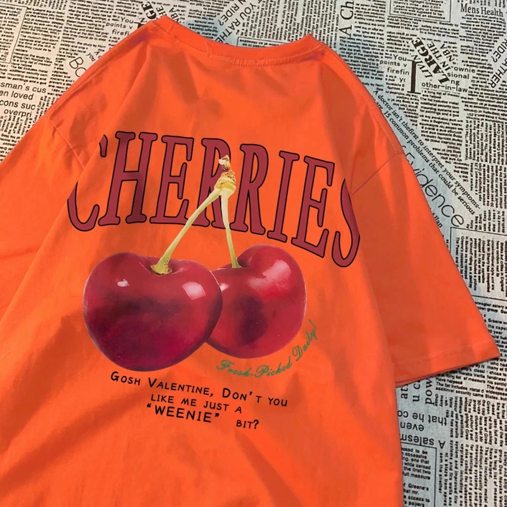 Cherries Cosh Valentine Funny T Shirts Women Summer Casual Tee