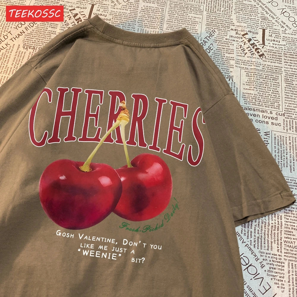 Cherries Cosh Valentine Funny T Shirts Women Summer Casual Tee
