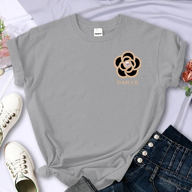 Chic Floral Oversized T-Shirt for Women - 100% Cotton Summer Casual Tee with Y2K Style & Short Sleeves