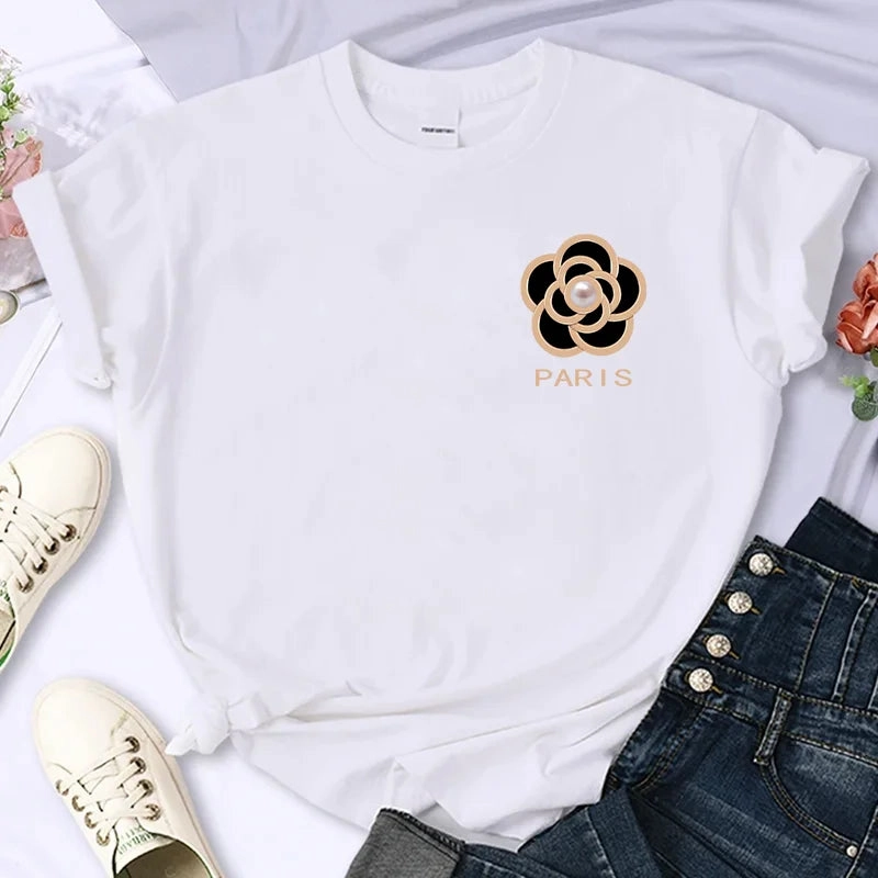 Chic Floral Oversized T-Shirt for Women - 100% Cotton Summer Casual Tee with Y2K Style & Short Sleeves