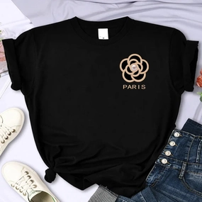 Chic Floral Oversized T-Shirt for Women - 100% Cotton Summer Casual Tee with Y2K Style & Short Sleeves