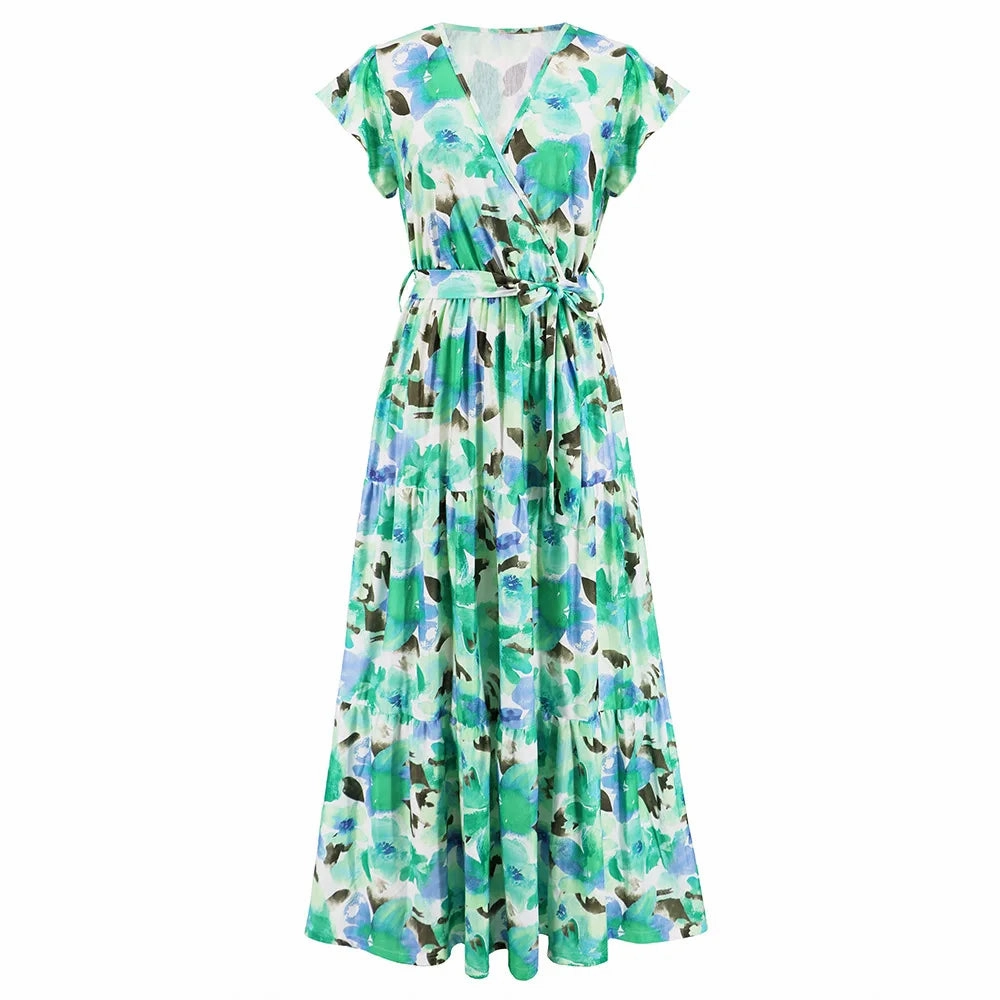Chic Mid Rise Chiffon Skirt with Vibrant Floral Prints ?C Perfect for Spring/Summer Commuting and Casual Outings