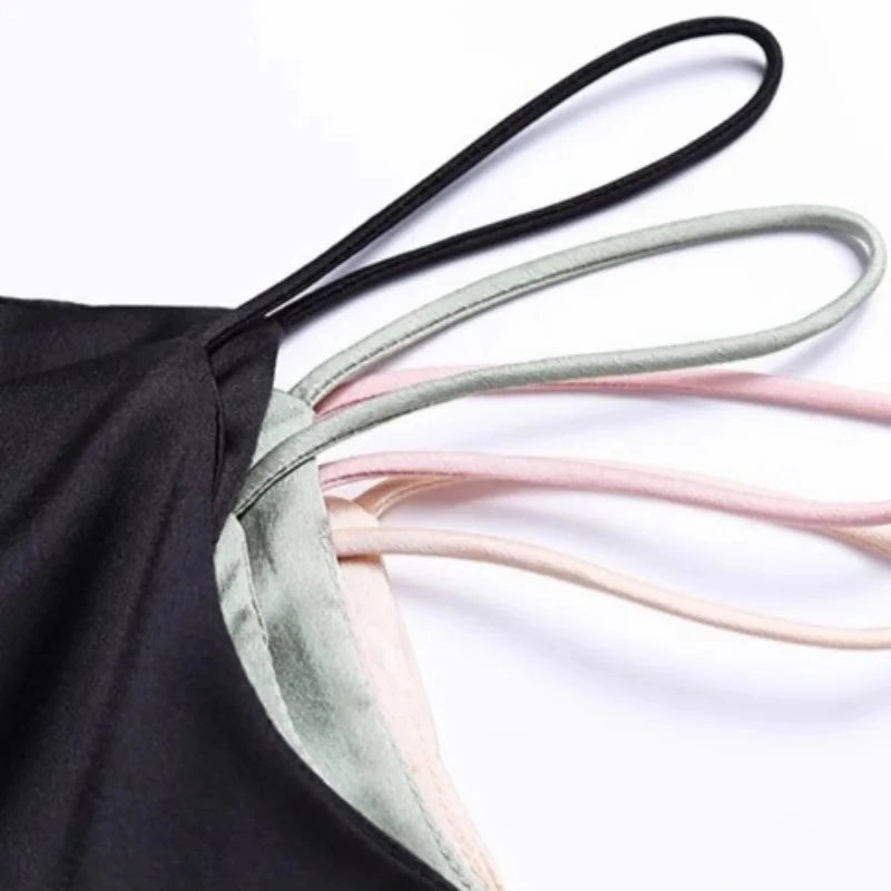 Chic Satin V-Neck Tank Top for Summer - Luxurious Sleeveless Camisole for Stylish Women
