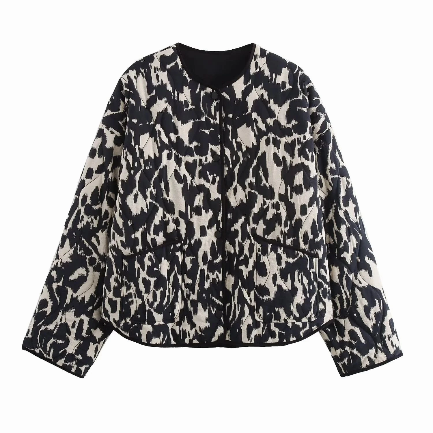 Chic Snake Skin Print Long Sleeve Jacket for Women - Stylish Autumn Outerwear with Button Closure