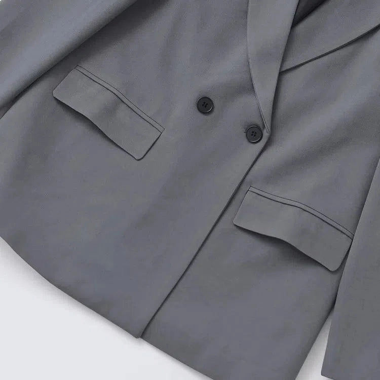 Chic Women's Double Breasted Blazer Coat - Stylish Long Sleeve Office Outerwear with Flap Pockets for Autumn/Winter Fashion