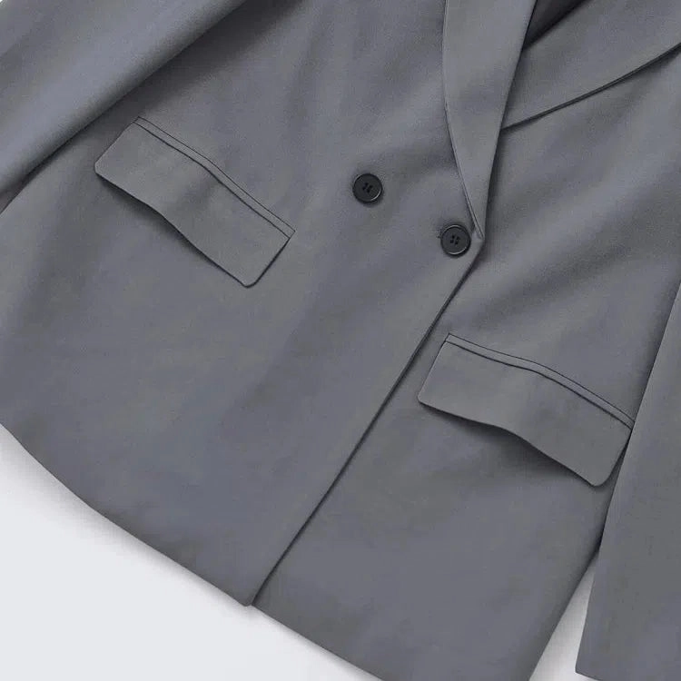 Chic Women's Double Breasted Blazer Coat - Stylish Long Sleeve Office Outerwear with Flap Pockets for Autumn/Winter Fashion