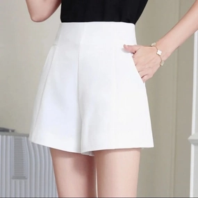 Chic Women Shorts Spring Summer High Waist A-line Chiffon