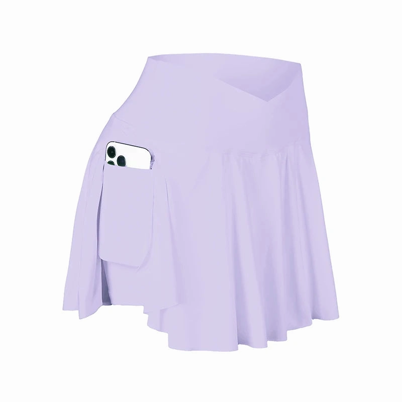 CHRLEISURE Womens Tennis Skirt with Pockets High Waisted Athletic Skorts for Golf and Workouts 2 in 1