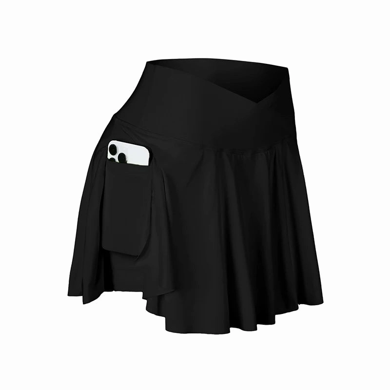 CHRLEISURE Womens Tennis Skirt with Pockets High Waisted Athletic Skorts for Golf and Workouts 2 in 1