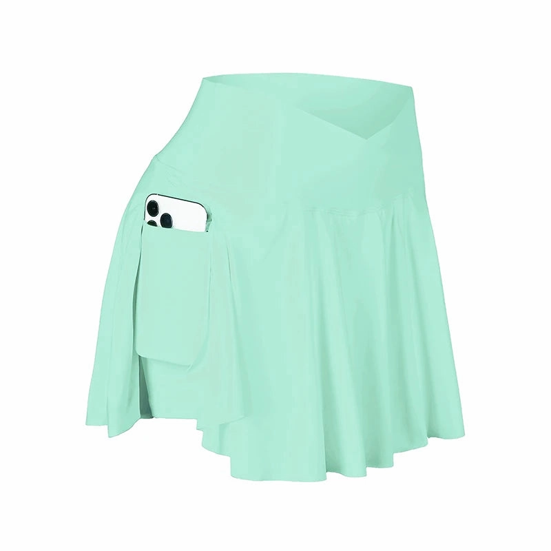 CHRLEISURE Womens Tennis Skirt with Pockets High Waisted Athletic Skorts for Golf and Workouts 2 in 1