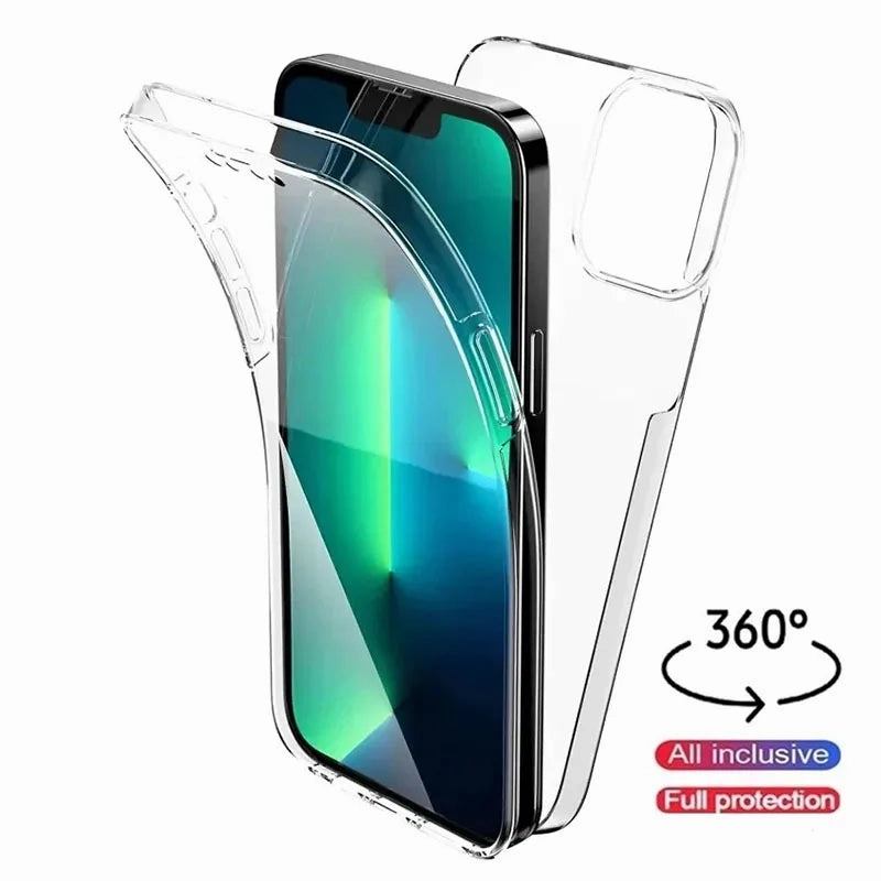 Clear 360 Full Wrap Phone Case for iPhone 16 Pro Max 15 14 13 12 11 SE2 SE3 Xr Xs 7 8 Plus Back Cover, Slim Protection