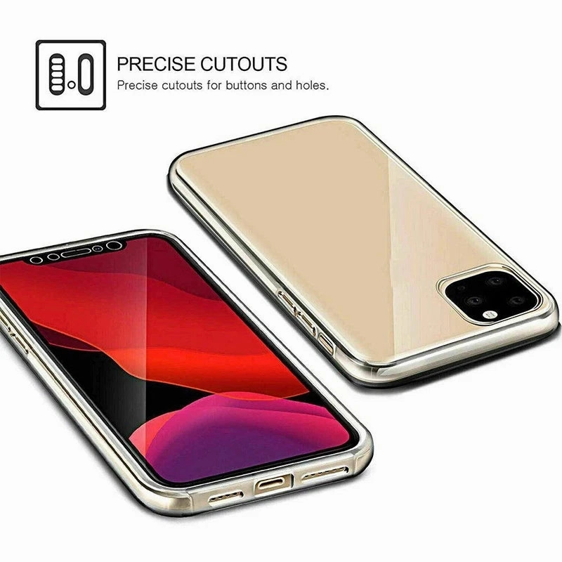 Clear 360 Full Wrap Phone Case for iPhone 16 Pro Max 15 14 13 12 11 SE2 SE3 Xr Xs 7 8 Plus Back Cover, Slim Protection