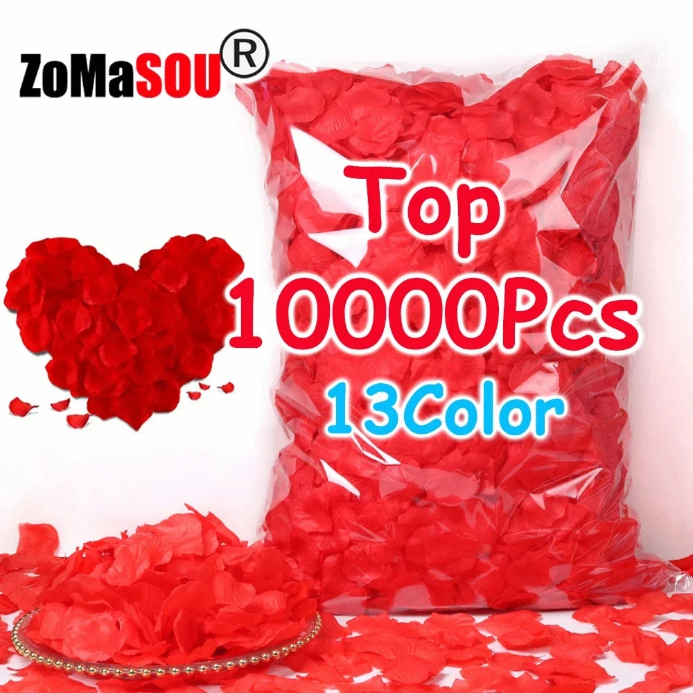 Colorful 100-10000Pcs Artificial Fake Rose Petals for Weddings