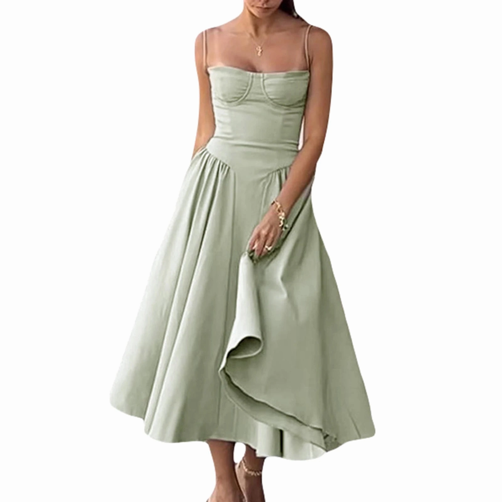 Combhasaki Women's Summer Vintage Sleeveless A-line Long Dress