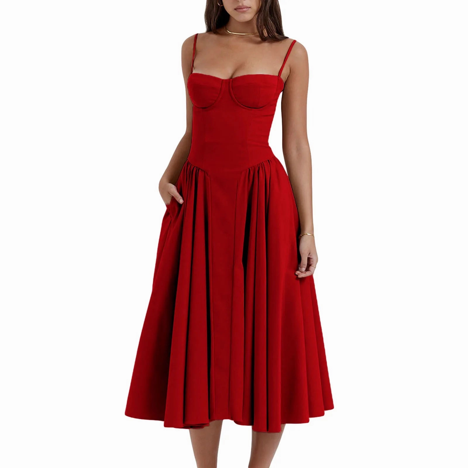 Combhasaki Women's Summer Vintage Sleeveless A-line Long Dress