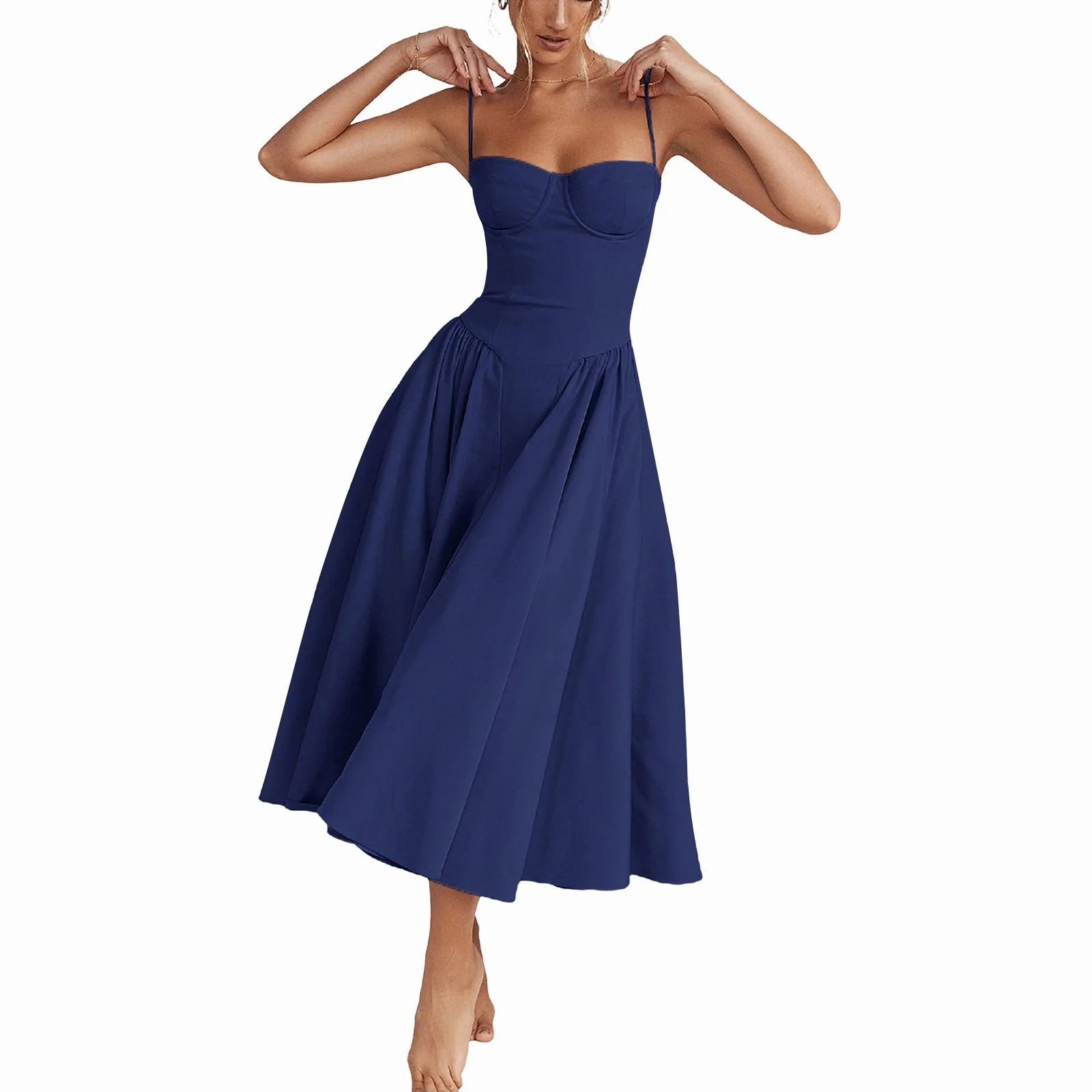Combhasaki Women's Summer Vintage Sleeveless A-line Long Dress