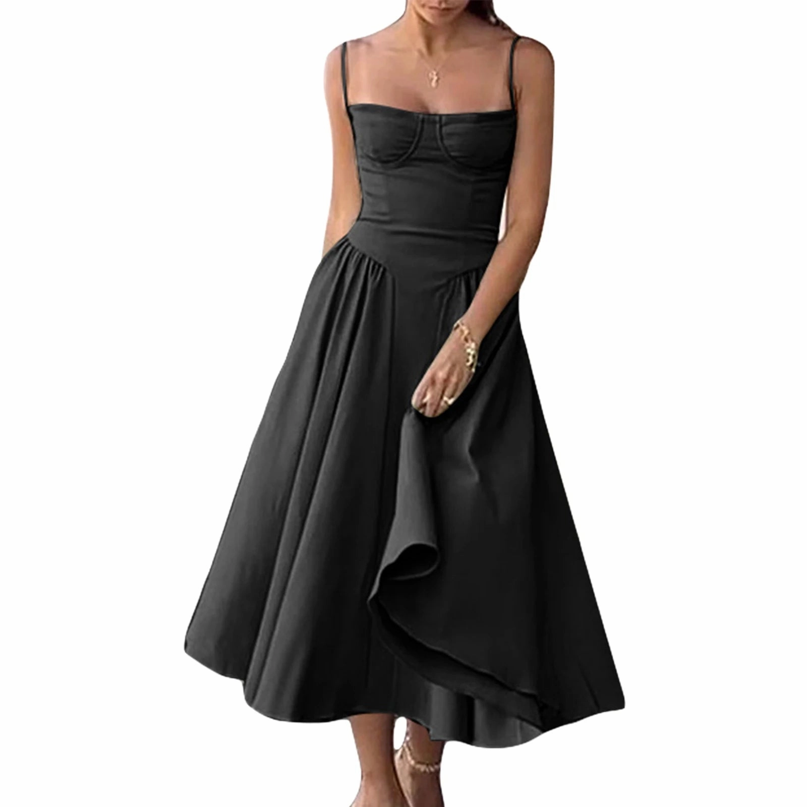 Combhasaki Women's Summer Vintage Sleeveless A-line Long Dress