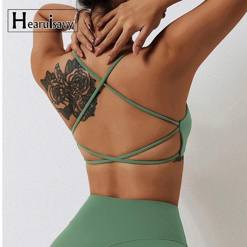 Comfort Sexy Sports Bra Gym Top Women Yoga Clothes Stretch Sports Underwear Fitness Workout Back Cross Design for Active Training and Workouts