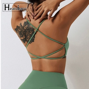 Comfort Sexy Sports Bra Gym Top Women Yoga Clothes Stretch Sports Underwear Fitness Workout Back Cross Design for Active Training and Workouts