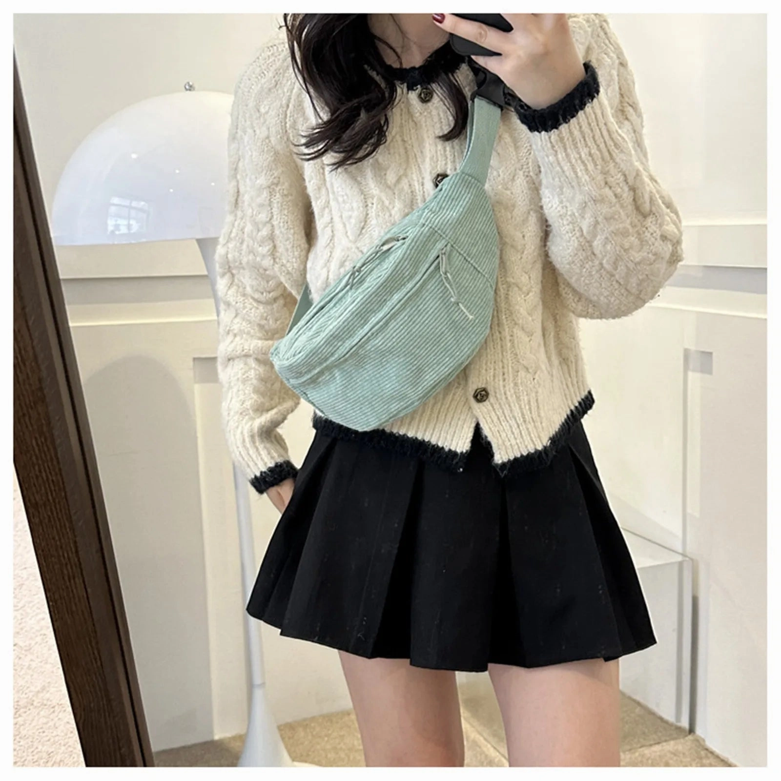 Corduroy Women Waist Bag Canvas Student Shoulder Crossbody Chest Bag Fanny Pack Fashion Phone Banana Female Bum Belt Bags
