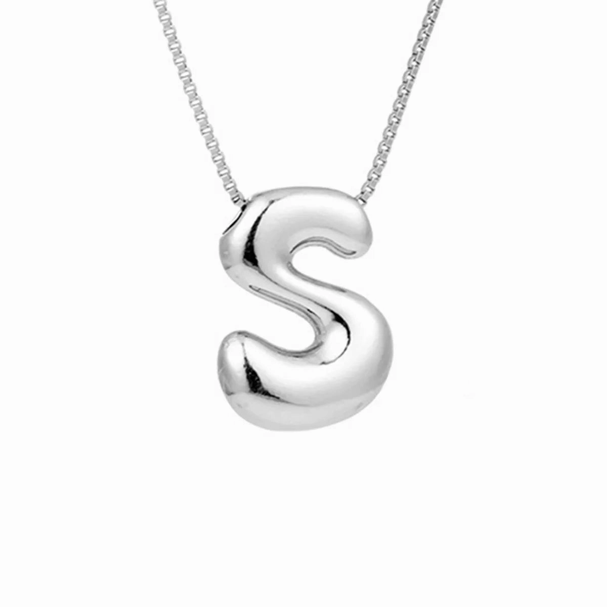 Creative A-Z Balloon Bubble Letter Pendant Necklace for Women