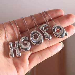 Creative A-Z Balloon Bubble Letter Pendant Necklace for Women