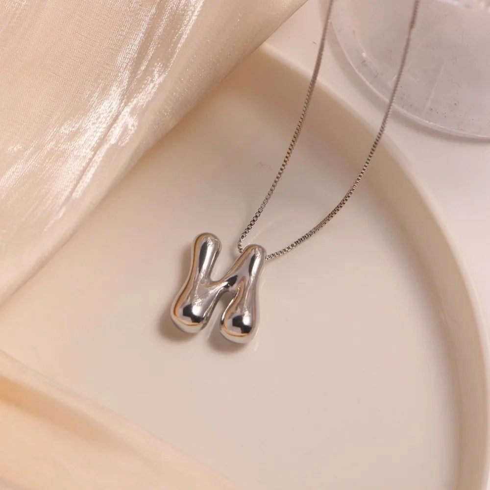 Creative A-Z Balloon Bubble Letter Pendant Necklace for Women