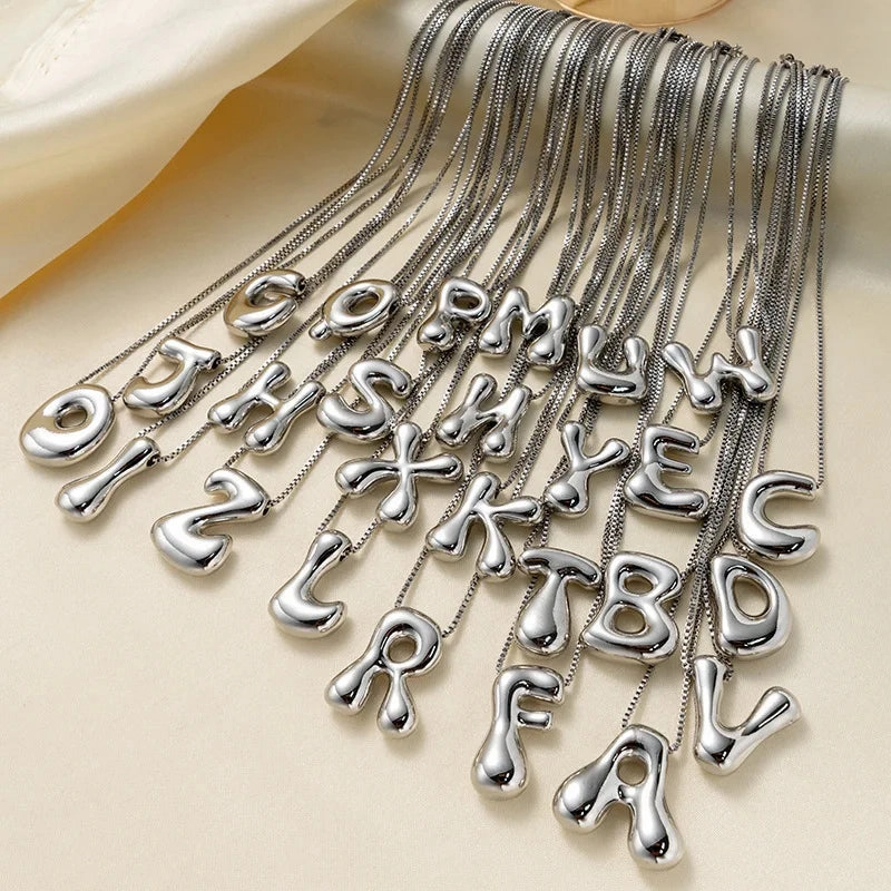 Creative A-Z Balloon Bubble Letter Pendant Necklace for Women
