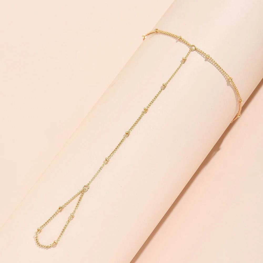Creative Tiny Chain Bracelet Finger Rings Gold Color Jewelry