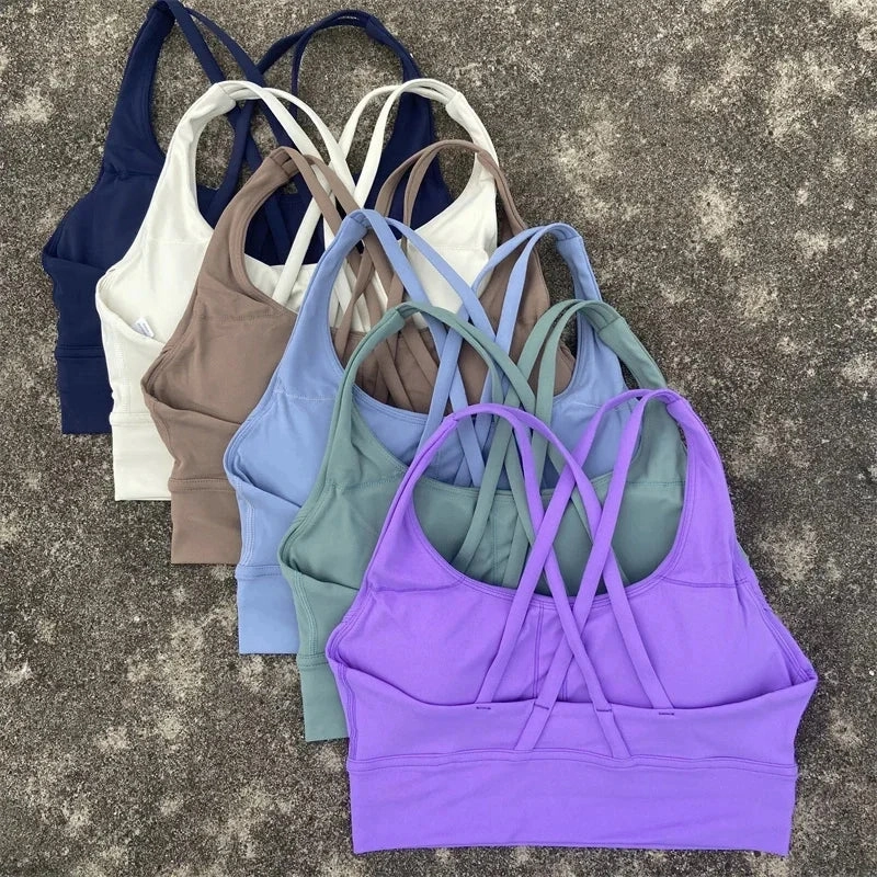 Cross Straps Sports Bra Women Gym High Support Yoga Vest