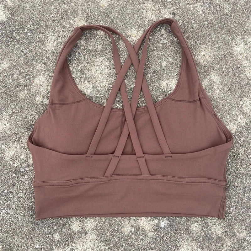 Cross Straps Sports Bra Women Gym High Support Yoga Vest